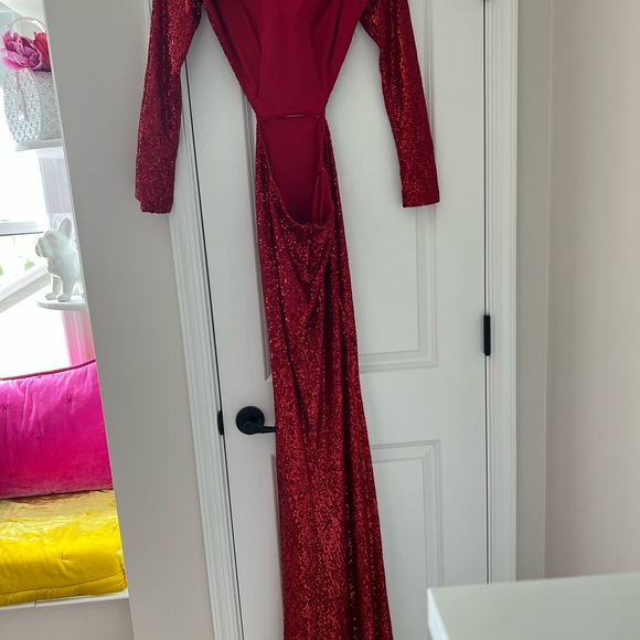 Worn once LA FEMME RED Sequins gown - Picture 3 of 3